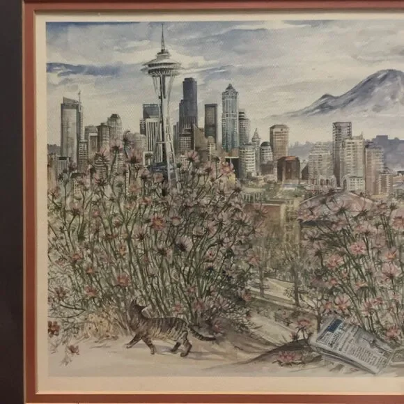 Sarah Clementson 1996 Seattle Landscape Print Numbered & Framed 592/1000